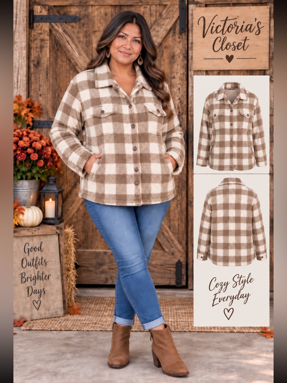 Loramendi Ladies Brown and Cream Shacket